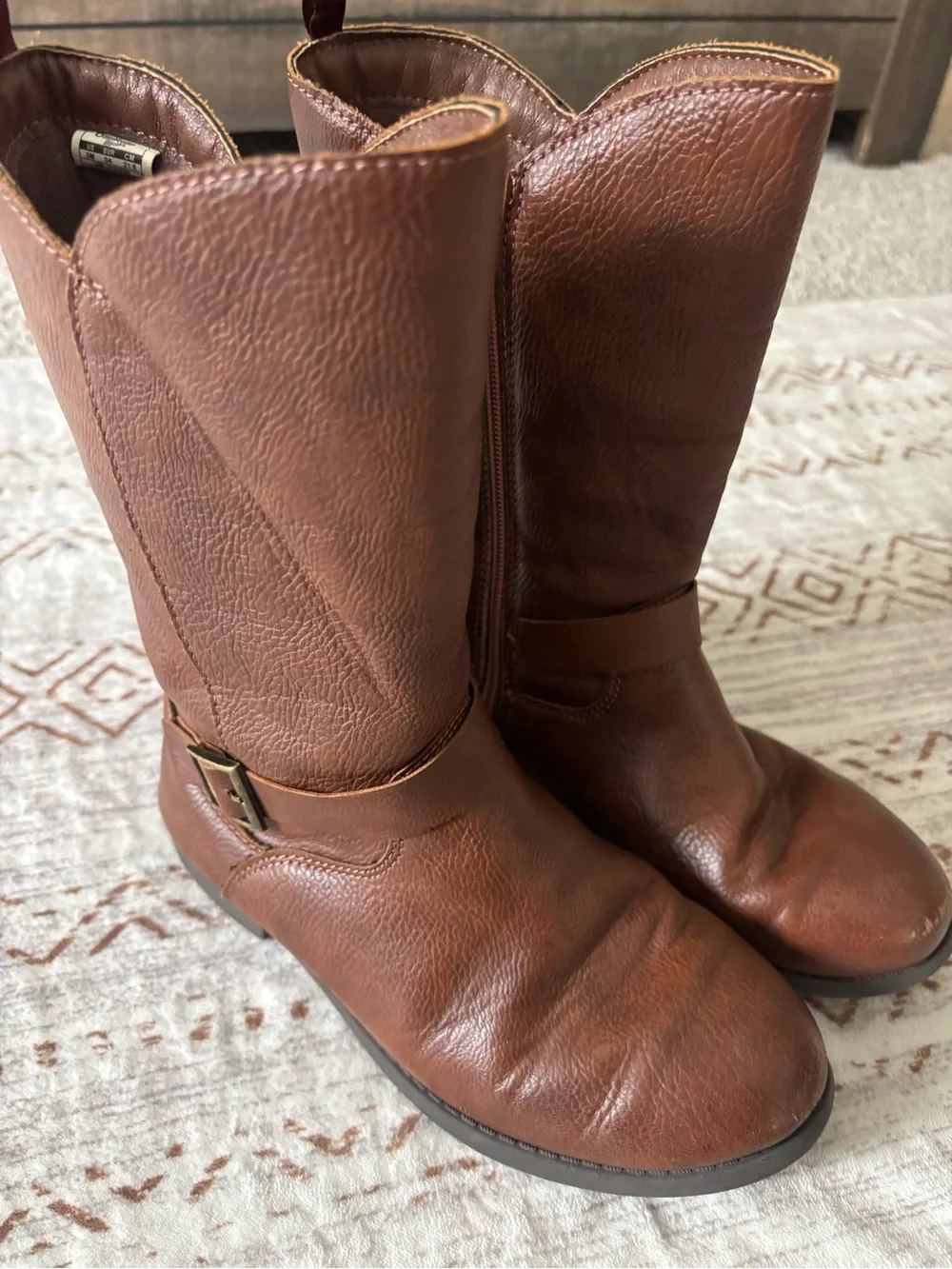 Girls’ Brown Leather Mid-Calf Boots